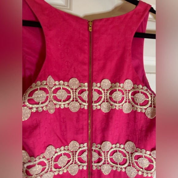 Lilly Pulitzer Augusta Anchor Print Jacquard‎ Lace Trim Shift Dress Size 8 - Picture 7 of 14